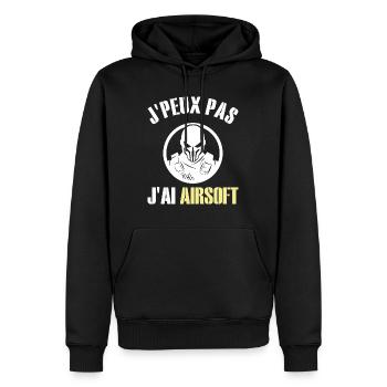 Je Peux Pas J'Ai Airsoft Humour Airsofteur - Sweat à capuche Premium bio Homme - noir - Devant - Nico (187cm)