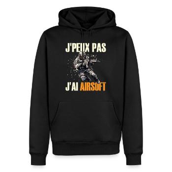 Je Peux Pas J'Ai Airsoft Humour Airsofteur - Sweat à capuche Premium bio Homme - noir - Devant - Nico (187cm)