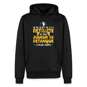 Retraité Bouliste Homme Humour Pétanque Retraite - Sweat à capuche Premium bio Homme - noir - Devant - Nico (187cm)