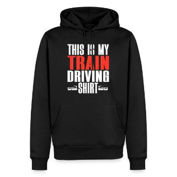 Lokführer, Maschinist, Eisenbahner - Männer Premium Bio Hoodie - Schwarz - Vorne - Nico (187cm)