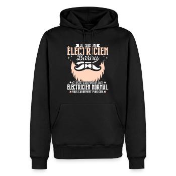 Barbe Humour Électricien Barbu - Sweat à capuche Premium bio Homme - noir - Devant - Nico (187cm)