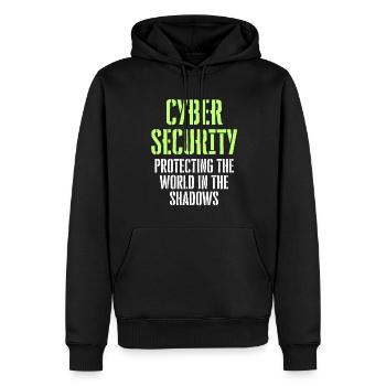 CYBERSÉCURITÉ Protéger le monde dans l’ombre - Sweat à capuche Premium bio Homme - noir - Devant - Nico (187cm)