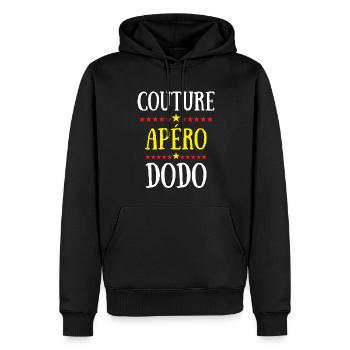 Couture Apéro Dodo - Sweat à capuche Premium bio Homme - noir - Devant - Nico (187cm)