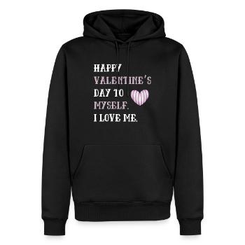 Alles Gute zum Valentinstag für mich selbst - Männer Premium Bio Hoodie - Schwarz - Vorne - Nico (187cm)