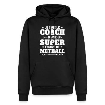 Super Coach Cadeau Pour Coach De Netball - Sweat à capuche Premium bio Homme - noir - Devant - Nico (187cm)