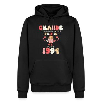 Baraque À Frites 1994 Femme Anniversaire 30 Ans - Sweat à capuche Premium bio Homme - noir - Devant - Nico (187cm)
