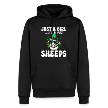 Mädchen, das St. Patrick's Day Schafe liebt - Männer Premium Bio Hoodie - Schwarz - Vorne - Nico (187cm)