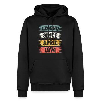 Légende 50 Ans 1974 Avril 50 Ans Anniversaire - Sweat à capuche Premium bio Homme - noir - Devant - Nico (187cm)