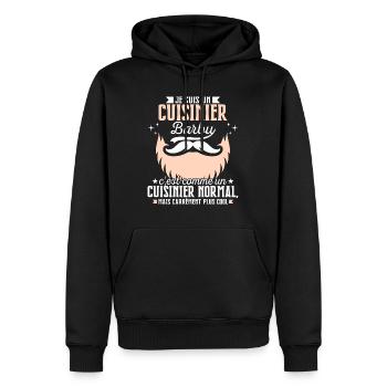 Barbe Humour Cuisinier Barbu - Sweat à capuche Premium bio Homme - noir - Devant - Nico (187cm)