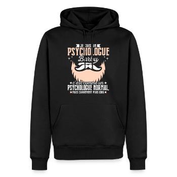 Barbe Humour Psychologue Barbu - Sweat à capuche Premium bio Homme - noir - Devant - Nico (187cm)