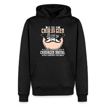 Barbe Humour Chirurgien Barbu - Sweat à capuche Premium bio Homme - noir - Devant - Nico (187cm)