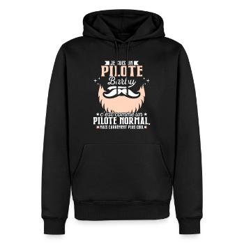 Barbe Humour Pilote Barbu - Sweat à capuche Premium bio Homme - noir - Devant - Nico (187cm)