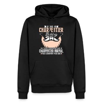 Barbe Humour Charpentier Barbu - Sweat à capuche Premium bio Homme - noir - Devant - Nico (187cm)