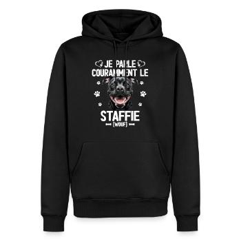 Parler Le Staffie Cadeau Humour Chien Staffie - Sweat à capuche Premium bio Homme - noir - Devant - Nico (187cm)