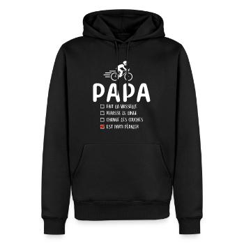 Père Cycliste Cyclisme Humour Vélo Papa Cycliste - Sweat à capuche Premium bio Homme - noir - Devant - Nico (187cm)