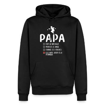 Père Bouliste Humour Pétanqueur Papa Pétanque - Sweat à capuche Premium bio Homme - noir - Devant - Nico (187cm)
