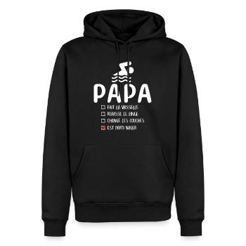 Père Nageur Piscine Humour Natation Papa Nageur - Sweat à capuche Premium bio Homme - noir - Devant - Nico (187cm)
