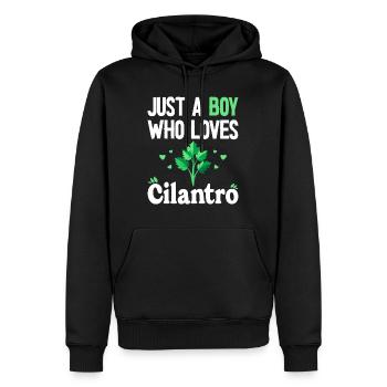 Humour Homme Garçon Qui Aime La Coriandre - Sweat à capuche Premium bio Homme - noir - Devant - Nico (187cm)