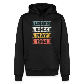 Légende 60 Ans 1964 Mai 60 Ans Anniversaire - Sweat à capuche Premium bio Homme - noir - Devant - Nico (187cm)