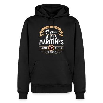 Vintage Alpes-Maritimes Departement Frankreich - Männer Premium Bio Hoodie - Schwarz - Vorne - Nico (187cm)