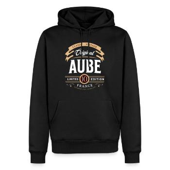 Vintage Aube Département France - Sweat à capuche Premium bio Homme - noir - Devant - Nico (187cm)