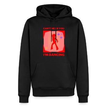 Je ne t’entends pas, je danse rétro vintage - Sweat à capuche Premium bio Homme - noir - Devant - Nico (187cm)