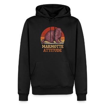 MARMOTTE ATTITUDE - Sweat à capuche Premium bio Homme - noir - Devant - Nico (187cm)