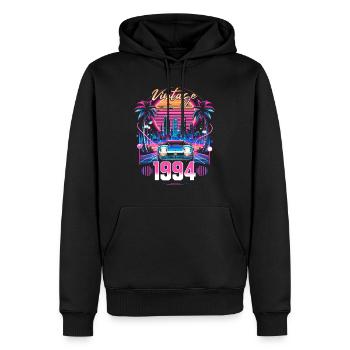 Synthwave Retro 30th Anniversary 1994 - Men’s Premium Organic Hoodie - black - Front - Nico (187cm)