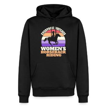 Retro Sport Damen Reiten - Männer Premium Bio Hoodie - Schwarz - Vorne - Nico (187cm)