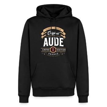 Vintage Aude Departement Frankreich - Männer Premium Bio Hoodie - Schwarz - Vorne - Nico (187cm)
