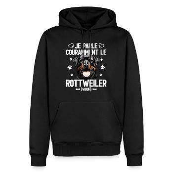 Parler Le Rottweiler Humour Chien - Sweat à capuche Premium bio Homme - noir - Devant - Nico (187cm)