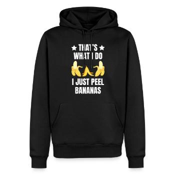 DAS IST ES, WAS ICH TUE, NUR BANANEN SCHÄLEN - Männer Premium Bio Hoodie - Schwarz - Vorne - Nico (187cm)