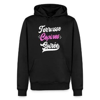 Apéro Amie Femme Terrasse Copines Soirée - Sweat à capuche Premium bio Homme - noir - Devant - Nico (187cm)