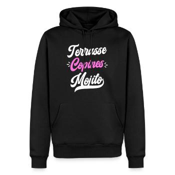 Soirée Femme Terrasse Copines Mojito - Sweat à capuche Premium bio Homme - noir - Devant - Nico (187cm)