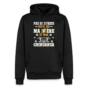 Humour Apéro Bière Papa Chien Chihuahua - Sweat à capuche Premium bio Homme - noir - Devant - Nico (187cm)