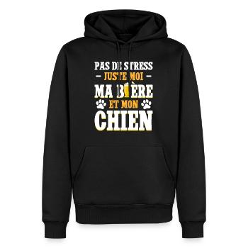Père Humour Apéro Bière Papa Chien - Sweat à capuche Premium bio Homme - noir - Devant - Nico (187cm)