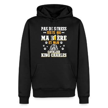 Bière Papa Chien Cavalier King Charles - Sweat à capuche Premium bio Homme - noir - Devant - Nico (187cm)