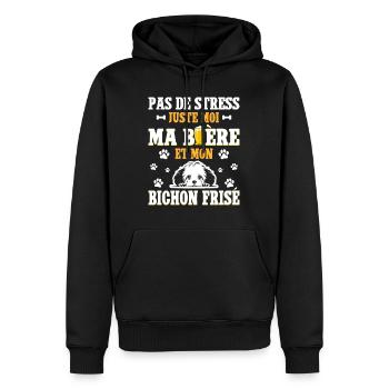 Humour Bière Papa Chien Bichon Frisé - Sweat à capuche Premium bio Homme - noir - Devant - Nico (187cm)