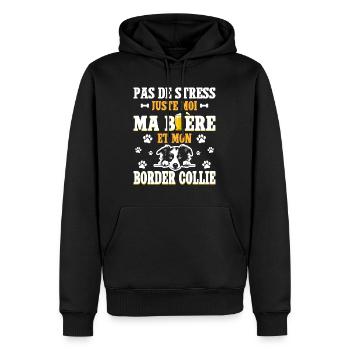 Humour Bière Papa Chien Border Collie - Sweat à capuche Premium bio Homme - noir - Devant - Nico (187cm)