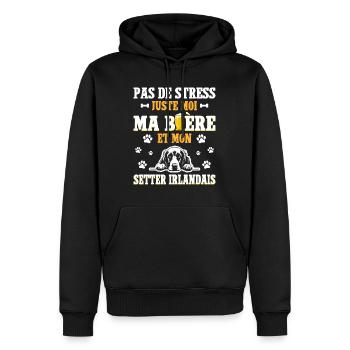 Bière Papa Chien Setter Irlandais - Sweat à capuche Premium bio Homme - noir - Devant - Nico (187cm)