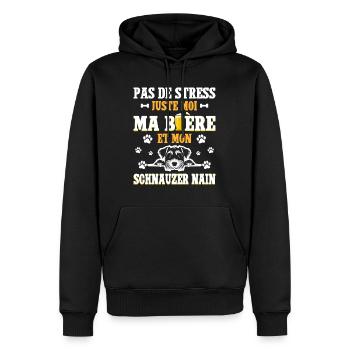 Humour Bière Papa Chien Schnauzer Nain - Sweat à capuche Premium bio Homme - noir - Devant - Nico (187cm)