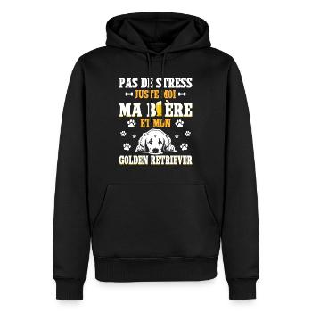 Bière Papa Chien Golden Retriever - Sweat à capuche Premium bio Homme - noir - Devant - Nico (187cm)