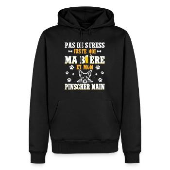 Humour Bière Papa Chien Pinscher Nain - Sweat à capuche Premium bio Homme - noir - Devant - Nico (187cm)