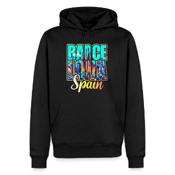 Voyage Espagne Ville Barcelone - Sweat à capuche Premium bio Homme - noir - Devant - Nico (187cm)