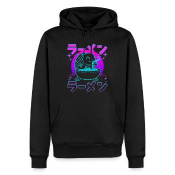Rétro Kawaii Ramen Tortue De Mer - Sweat à capuche Premium bio Homme - noir - Devant - Nico (187cm)