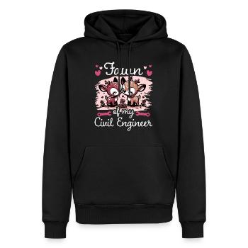 Faon Amour Couple Ingénieur Génie Civil - Sweat à capuche Premium bio Homme - noir - Devant - Nico (187cm)