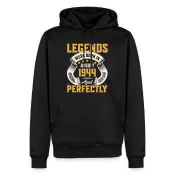80ème Anniversaire Aout Année 1944 - Sweat à capuche Premium bio Homme - noir - Devant - Nico (187cm)