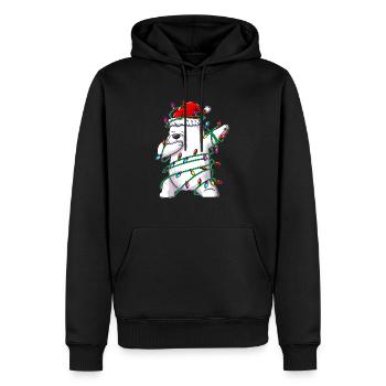 Eisbär in Lichterkette tanzt Dab Weihnachtskostüm - Männer Premium Bio Hoodie - Schwarz - Vorne - Nico (187cm)