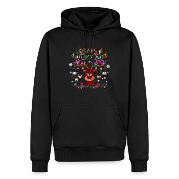 Rentier Geweih Bücher lesen Bücherwurm Weihnachten - Männer Premium Bio Hoodie - Schwarz - Vorne - Nico (187cm)