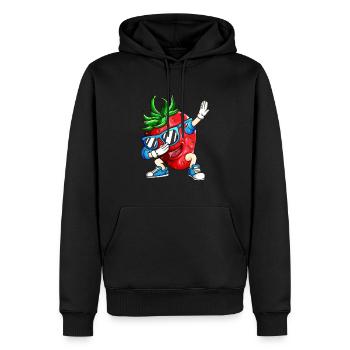 Erdbeere macht Dabbing Erdbeereis Tanz Shirt - Männer Premium Bio Hoodie - Schwarz - Vorne - Nico (187cm)